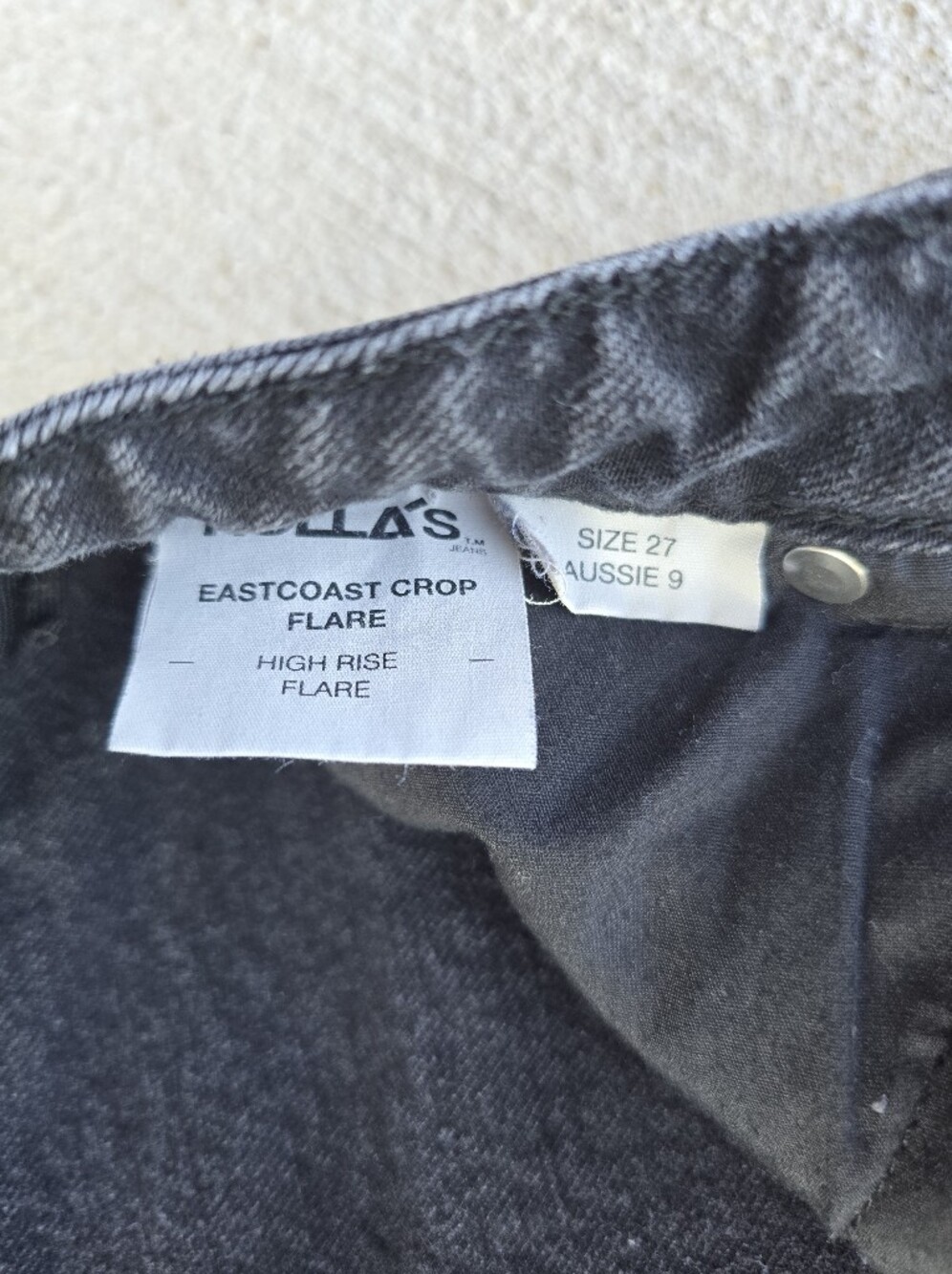 Rolla's Eastcoast Crop Flare Washed Black High-Rise Denim Jeans Size 27 - Picture 8 of 10